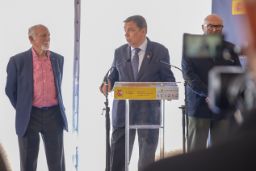 Hoy, en una visita a las obras de regadío en Níjar (Almería)