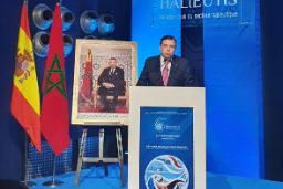 En su visita al Salón Halieutis, en Agadir (Marruecos)