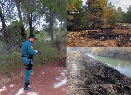 La Guardia Civil investiga a dos personas por sendos incendios que arrasaron cerca de una hectárea de masa forestal