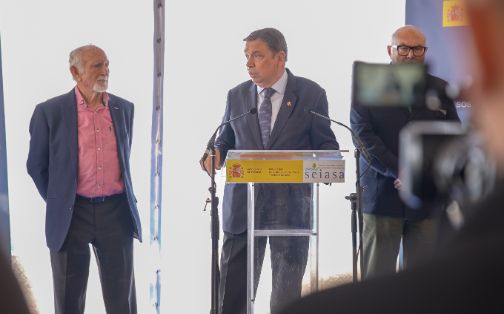 Hoy, en una visita a las obras de regadío en Níjar (Almería)