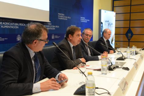 Hoy, en la clausura del acto de presentación de los programas europeos de promoción del jamón ibérico 