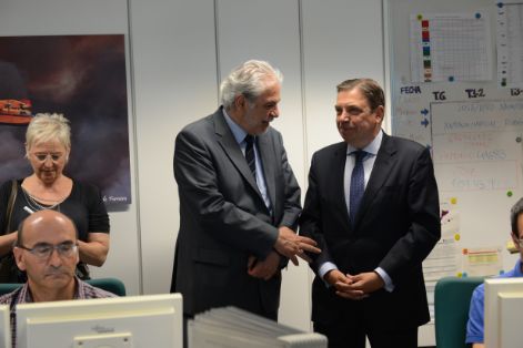 Hoy, en la visita, junto al comisario europeo a los medios que el Gobierno aporta al programa europeo de incendios forestales 