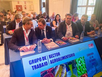 Hoy, en la clausura de las jornadas del grupo de trabajo del sector agroalimentario UGT-FICA, en Córdoba