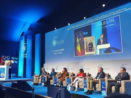 En su visita al Salón Halieutis, en Agadir (Marruecos)