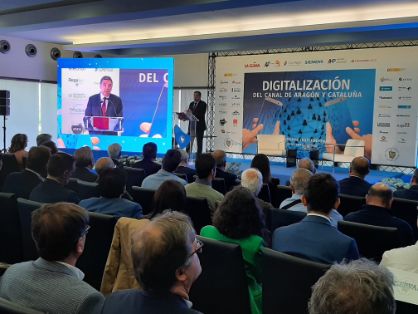 Hoy, en Fraga (Huesca) en una jornada sobre digitalización del canal de Aragón y Cataluña