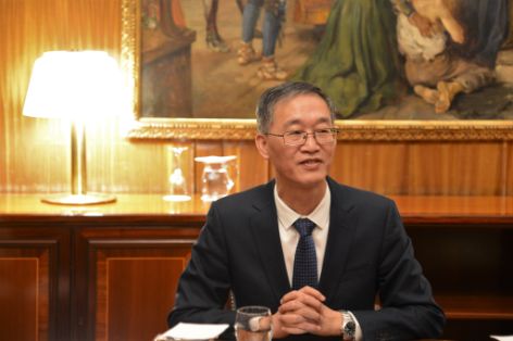 Hoy, en una reunión con el embajador chino en España, Yao Jing 