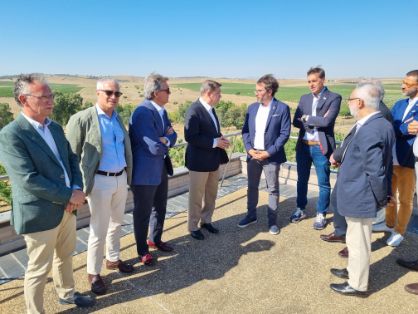 Hoy, en su visita a Bodegas Habla, en Trujillo (Cáceres) 