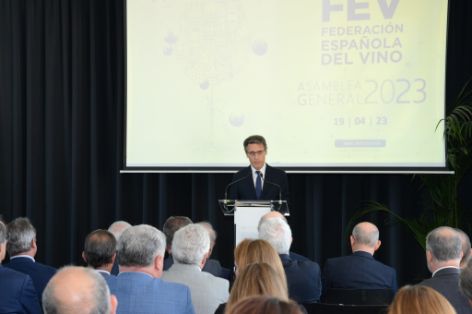 Hoy, en la clausura de la asamblea de la Federación Española del Vino 