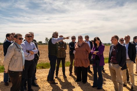 Hoy, en su visita a las obras de transformación de la zona regable del centro de Extremadura