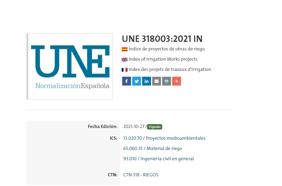 PUBLICACIÓN DEL INFORME UNE: “ÍNDICE DE PROYECTOS DE OBRAS DE RIEGO”